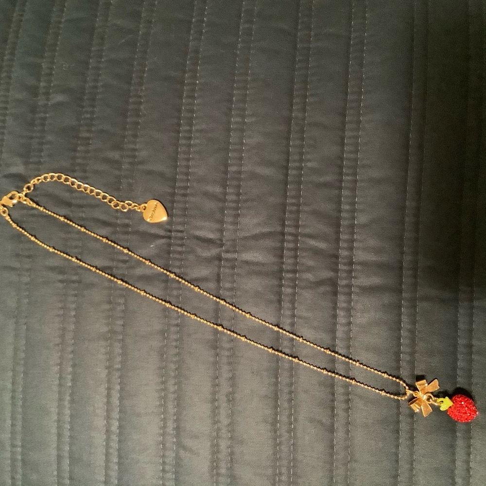 Betsey Johnson Rhinestone Apple Necklace